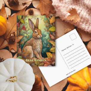 Carte Postale Meilleurs voeux Boho Fall Forest Rabbit