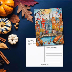 Carte Postale Meilleurs voeux chute Whimsical à Amsterdam
