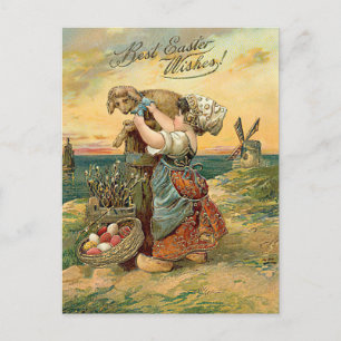 Carte Postale Meilleurs voeux de Pâques fille hollandaise