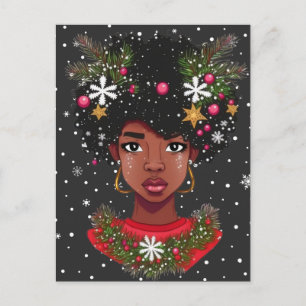Carte Postale Melanin Christmas Magic Black Girl Femme Sista