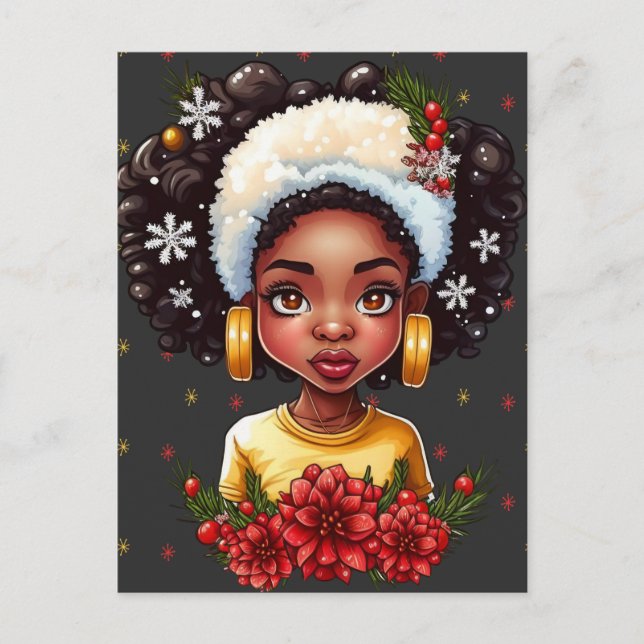 Carte Postale Melanin Christmas Magic Black Girl Femme Sista (Devant)