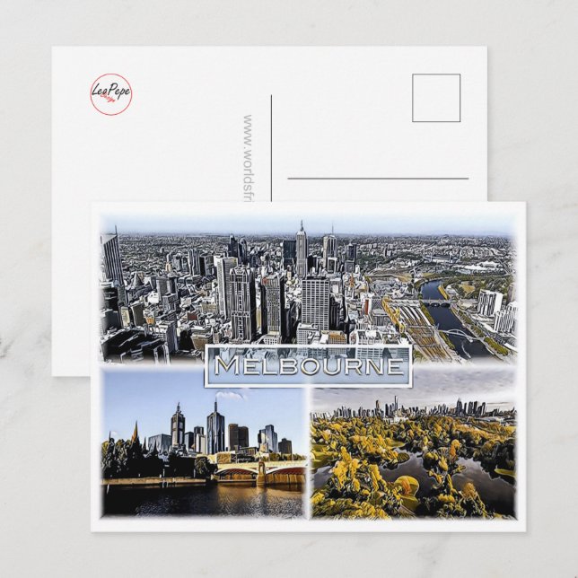 Carte Postale Melbourne - Australie - Mosaïque - (Devant / Derrière)
