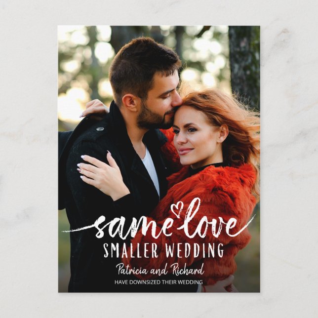 Carte Postale Même Amour Cute Coeur Downsize Photo Mariage (Devant)