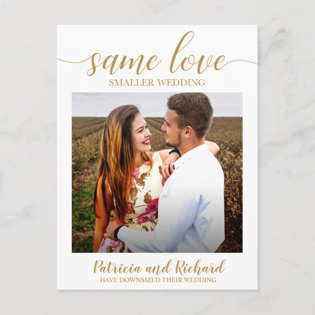 Carte Postale Même Amour Downsize Mariage Faire-part Photo Gold (Devant)