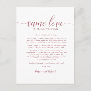 Carte Postale Même Amour Downsize Mariage Rose or