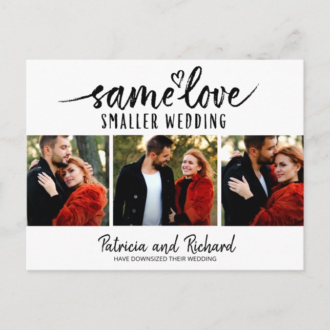 Carte Postale Même amour mignon coeur réduire Mariage 3 Photo (Devant)