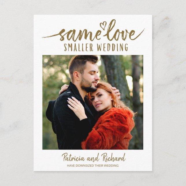 Carte Postale Même amour mignon coeur réduire Mariage 3 Photo Po (Devant)