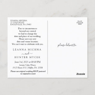Carte Postale Même amour Nouveau plan Mariage Changer la date Po