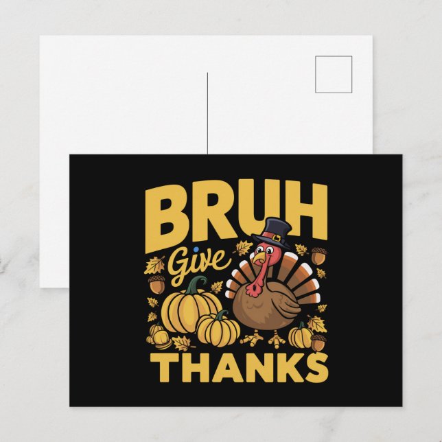 Carte Postale Mème Bruh drôle de Thanksgiving dinde reconnaissan (Devant / Derrière)