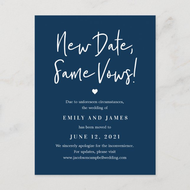 Carte Postale Même Vows ÉDITABLE COULEUR Modifier La date (Devant)