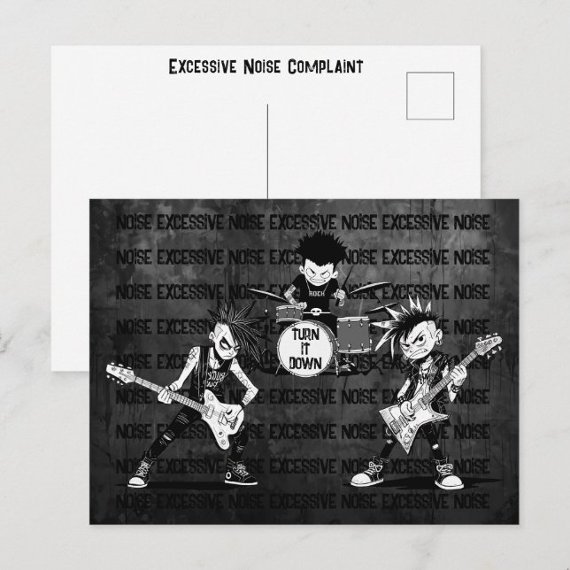 Carte Postale Memo de voisin amical plainte de bruit excessif (Devant / Derrière)