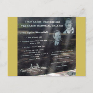 Carte Postale Mémorial à Ivan Ayers Westerfield (1920-1941)