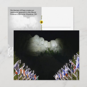 Carte Postale Mémorial du mont Rushmore - éclairage du soir -