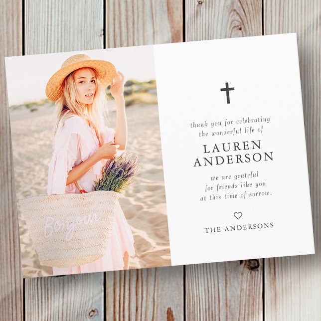 Carte Postale Memorial Funeral Modern Simple Chic Gold Cross (Créateur téléchargé)