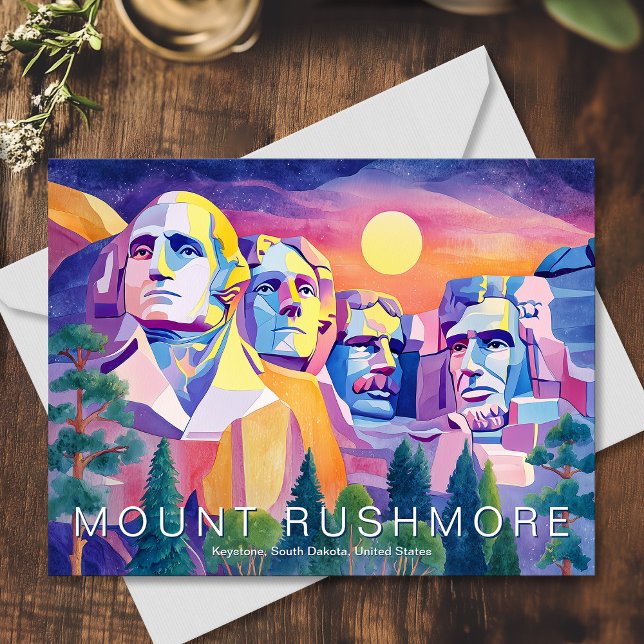 Carte Postale Mémorial national du mont Rushmore Art de voyage U (Mount Rushmore National Memorial USA Travel Art Postcard)
