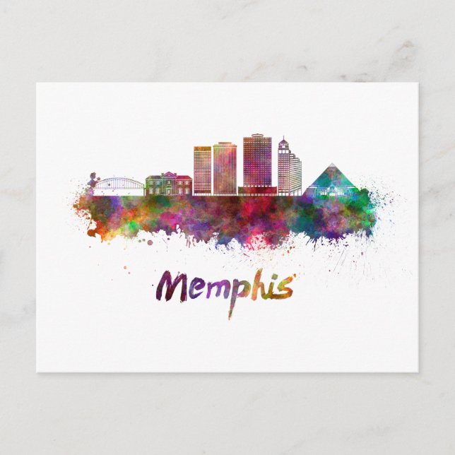 Carte Postale Memphis V2 skyline in watercolor (Devant)