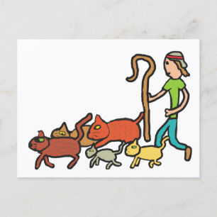 Carte Postale Mener des chats