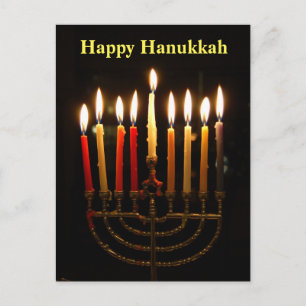 Carte postale Menorah et bougies Hanoukka Lights