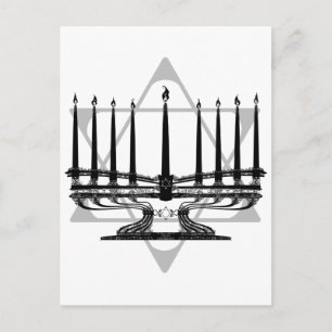 Carte Postale Menorah et étoile