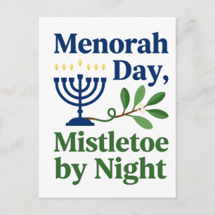 Carte Postale Menorah le jour Gui de Noël la nuit Christmukkah J