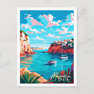 Carte Postale Menorca Espagne illustration de voyage vintage Po