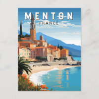 Menton France Travel Art Vintage