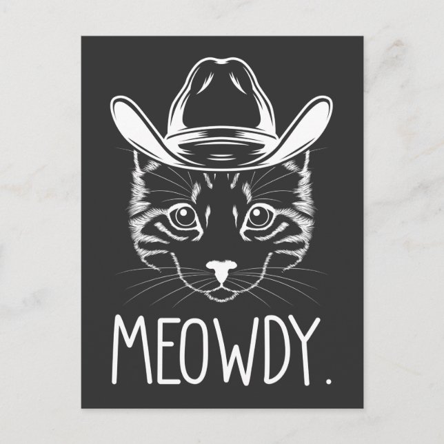 Carte Postale Meow Texas Cat Meme Cowboy Howdy Western Country (Devant)