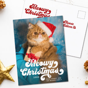 Carte Postale MeowChristmas Simple Fun Modern Photo Holiday