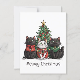 Carte Postale Meowy Christmas Cats Holiday Tree