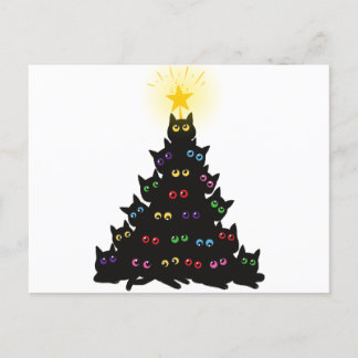 Carte Postale Meowy Noël Chat Arbre de Noël