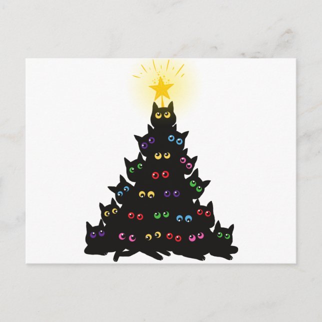 Carte Postale Meowy Noël Chat Arbre de Noël (Devant)