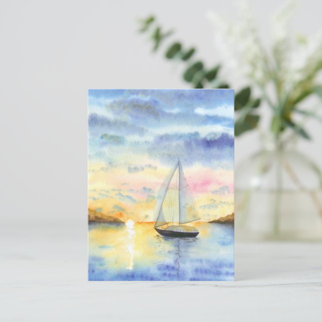 Carte Postale Mer au coucher du soleil (Debout devant)