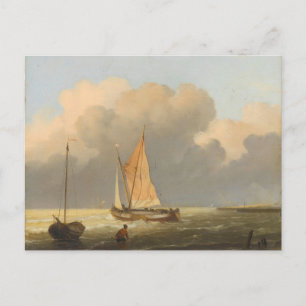 Carte Postale Mer au large de la côte, avec Spritsail Barge Post