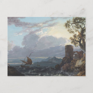 Carte Postale Mer orageuse avec ruine et figures du château (c.1