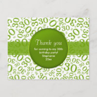 Merci 30 Motif de nombres aléatoires Vert/Blanc