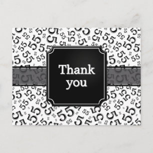 Carte Postale Merci 55 Motif de Numéro Noir/Blanc