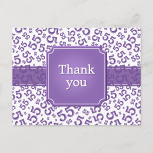 Carte Postale Merci 55 Motif Numérique Violet/Blanc
