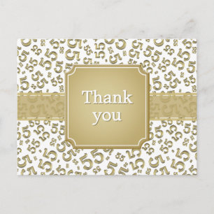 Carte Postale Merci 55 Motif Numéro Or/Blanc
