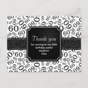 Carte Postale Merci 60 Motif de Nombre Aléatoire Noir/Blanc
