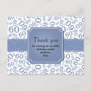 Carte Postale Merci 60 Motif de Nombre Aléatoire Sarcelle/Blanc