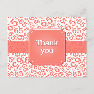 Carte Postale Merci 65 Motif Numéro Corail/Blanc