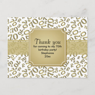 Carte Postale Merci 70e anniversaire Numéro Motif noir/blanc