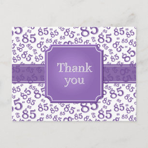 Carte Postale Merci 85 Motif de Numéro Violet/Blanc