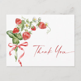 Carte Postale Merci à Baby shower de fraise à l'aquarelle tendan