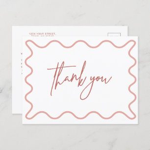 Carte postale Merci à bordure rose