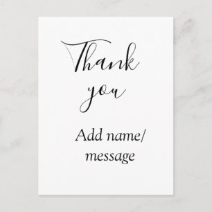 Carte Postale Merci ajoutez nom message simple calligraphie élég