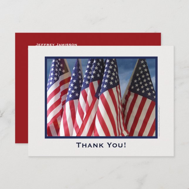 Carte postale Merci American Flags (Devant / Derrière)