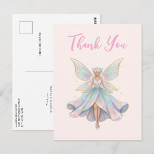 Carte Postale Merci Ange Magique Fée Couleurs Pastel