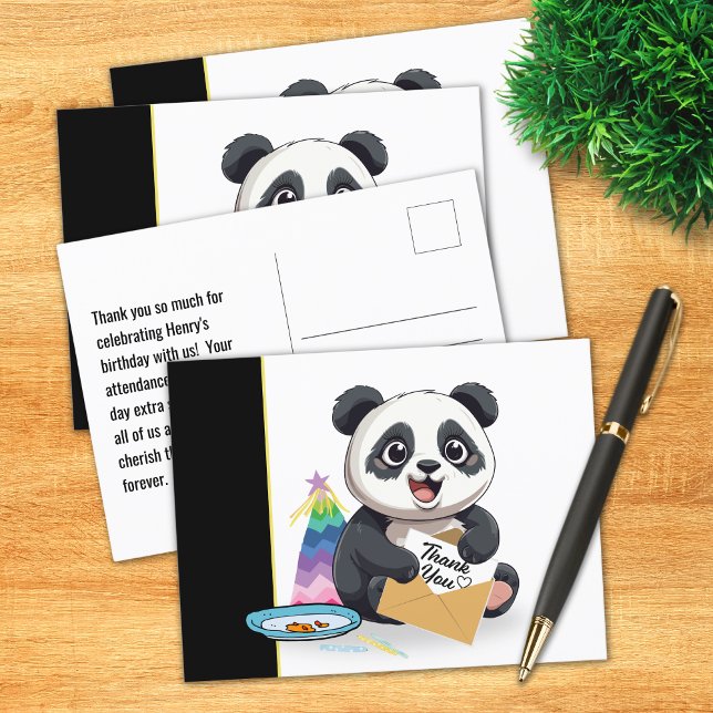 Carte postale Merci Anniversaire Cute Panda (Créateur téléchargé)