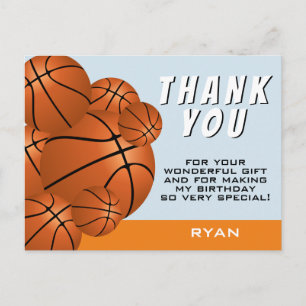 Carte Postale Merci Anniversaire de enfant sportif de basket-bal